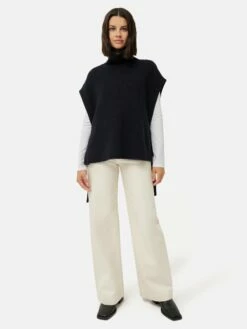 Merino Rib Side Tie Tabard | Navy -Jigsaw Shop J47571 BL010 9