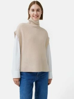 Merino Rib Side Tie Tabard | Cream