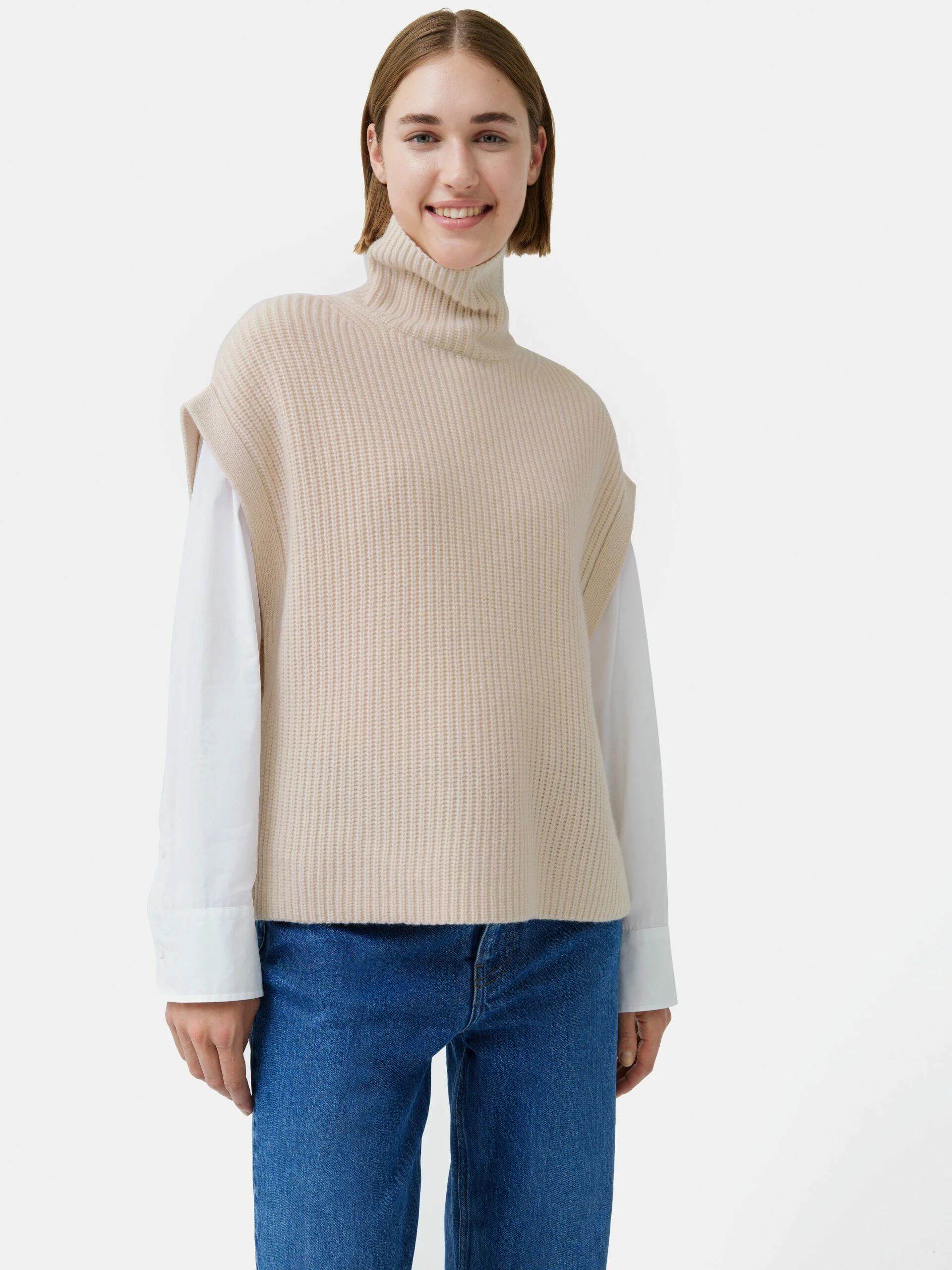 Merino Rib Side Tie Tabard | Cream 1 Merino Rib Side Tie Tabard | Cream