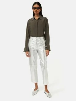 Silk Relaxed Shirt | Green -Jigsaw Shop J47590 GN000 0