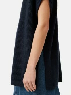 Merino Cashmere Ribbed Tunic | Navy -Jigsaw Shop J47621 BL010 4