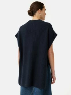 Merino Cashmere Ribbed Tunic | Navy -Jigsaw Shop J47621 BL010 5
