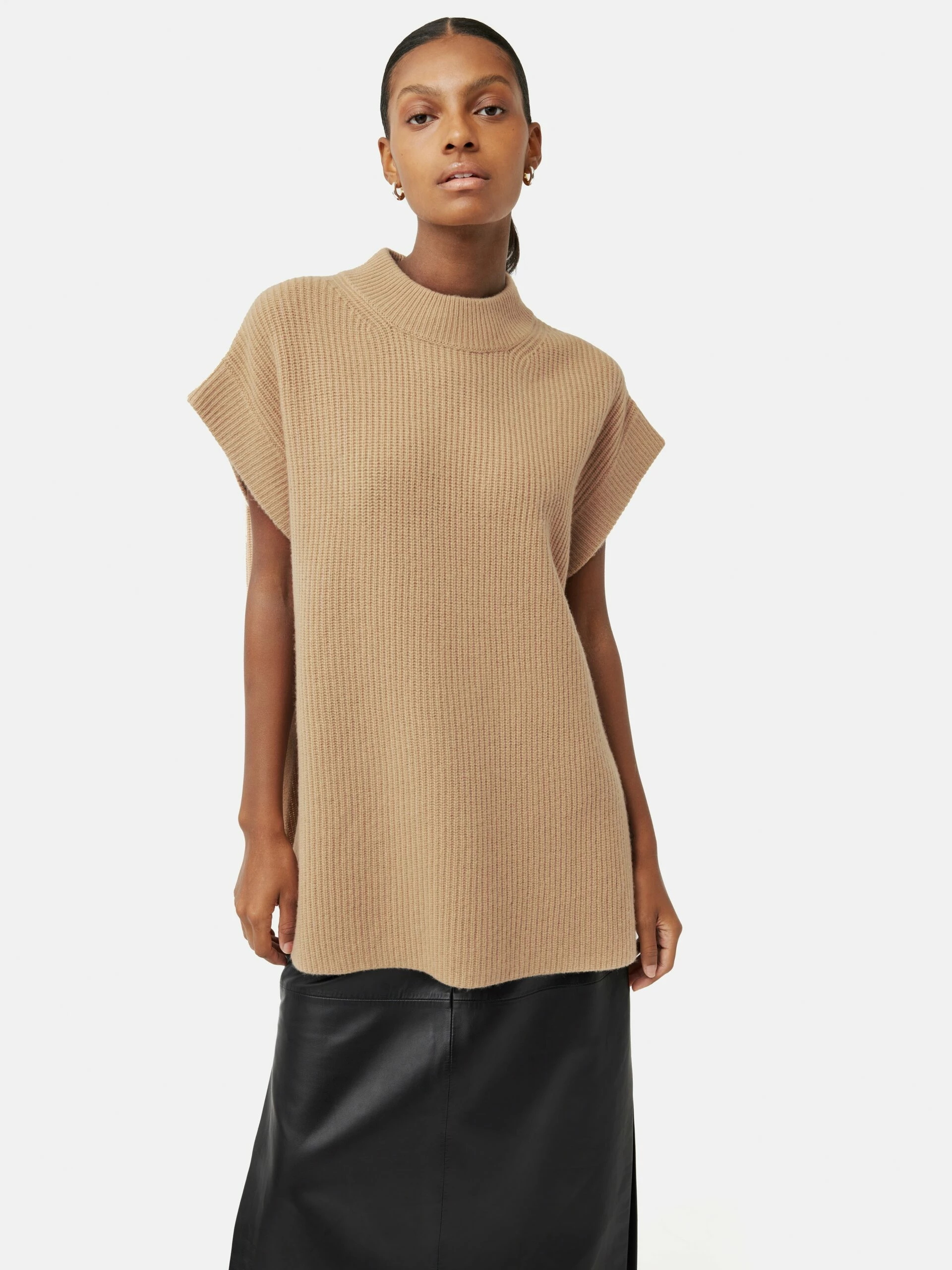 Merino Cashmere Ribbed Tunic | Camel 1 Merino Cashmere Ribbed Tunic | Camel