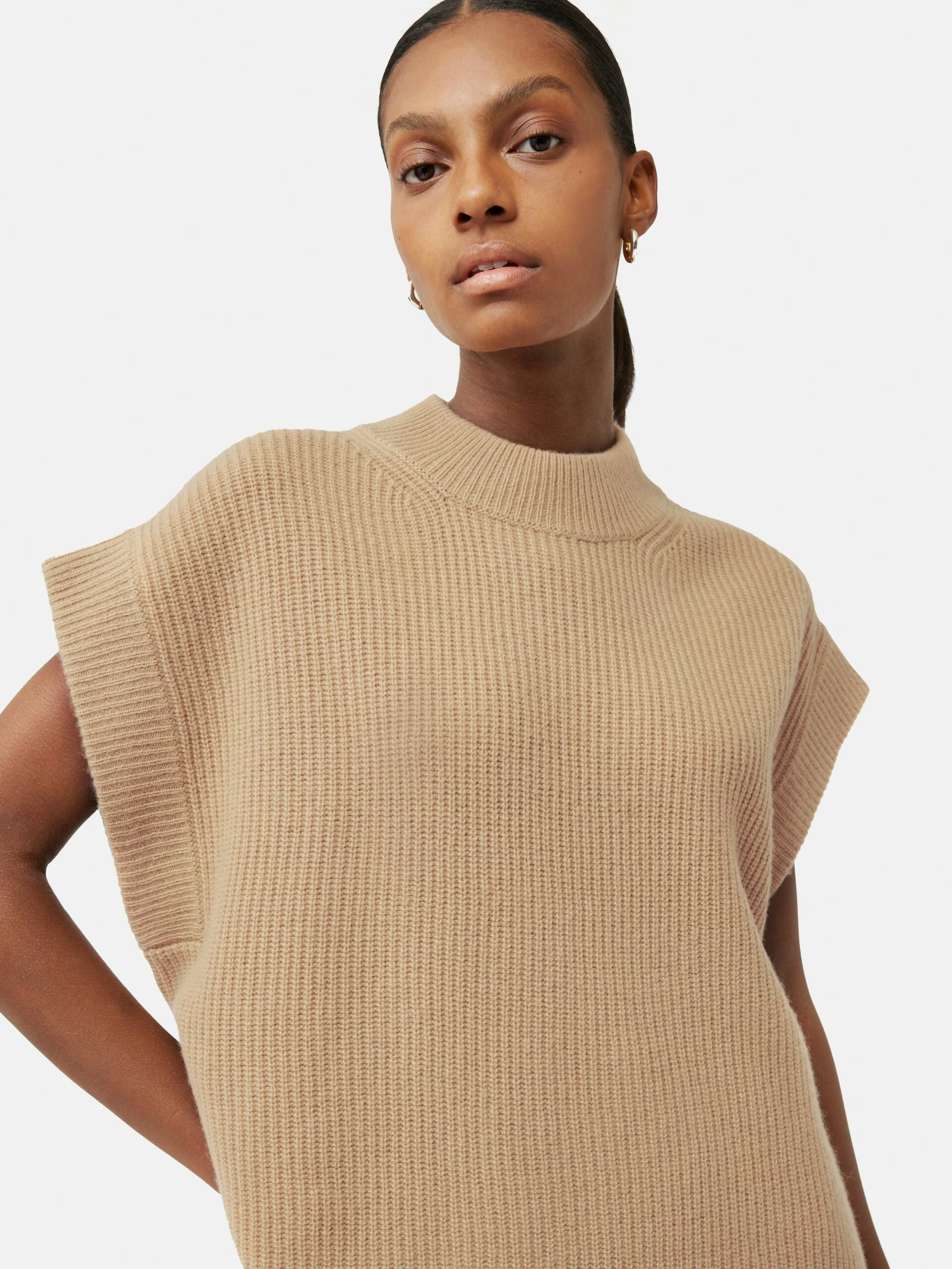 Merino Cashmere Ribbed Tunic | Camel 2 Merino Cashmere Ribbed Tunic | Camel - Image 2