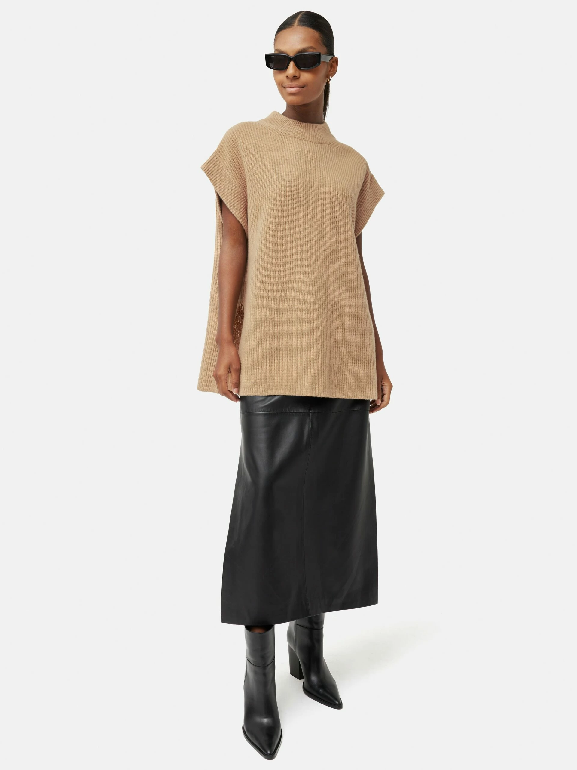 Merino Cashmere Ribbed Tunic | Camel 3 Merino Cashmere Ribbed Tunic | Camel - Image 3