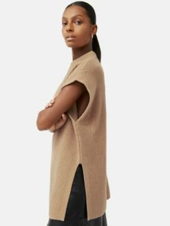 Merino Cashmere Ribbed Tunic | Camel 10 Merino Cashmere Ribbed Tunic | Camel -Jigsaw Shop J47621 CR021 4