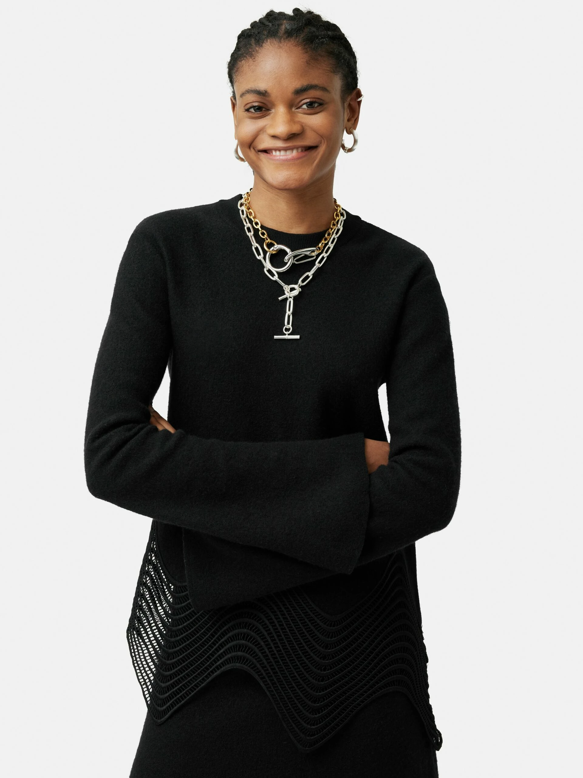 Lace Hem Jumper | Black 1 Lace Hem Jumper | Black