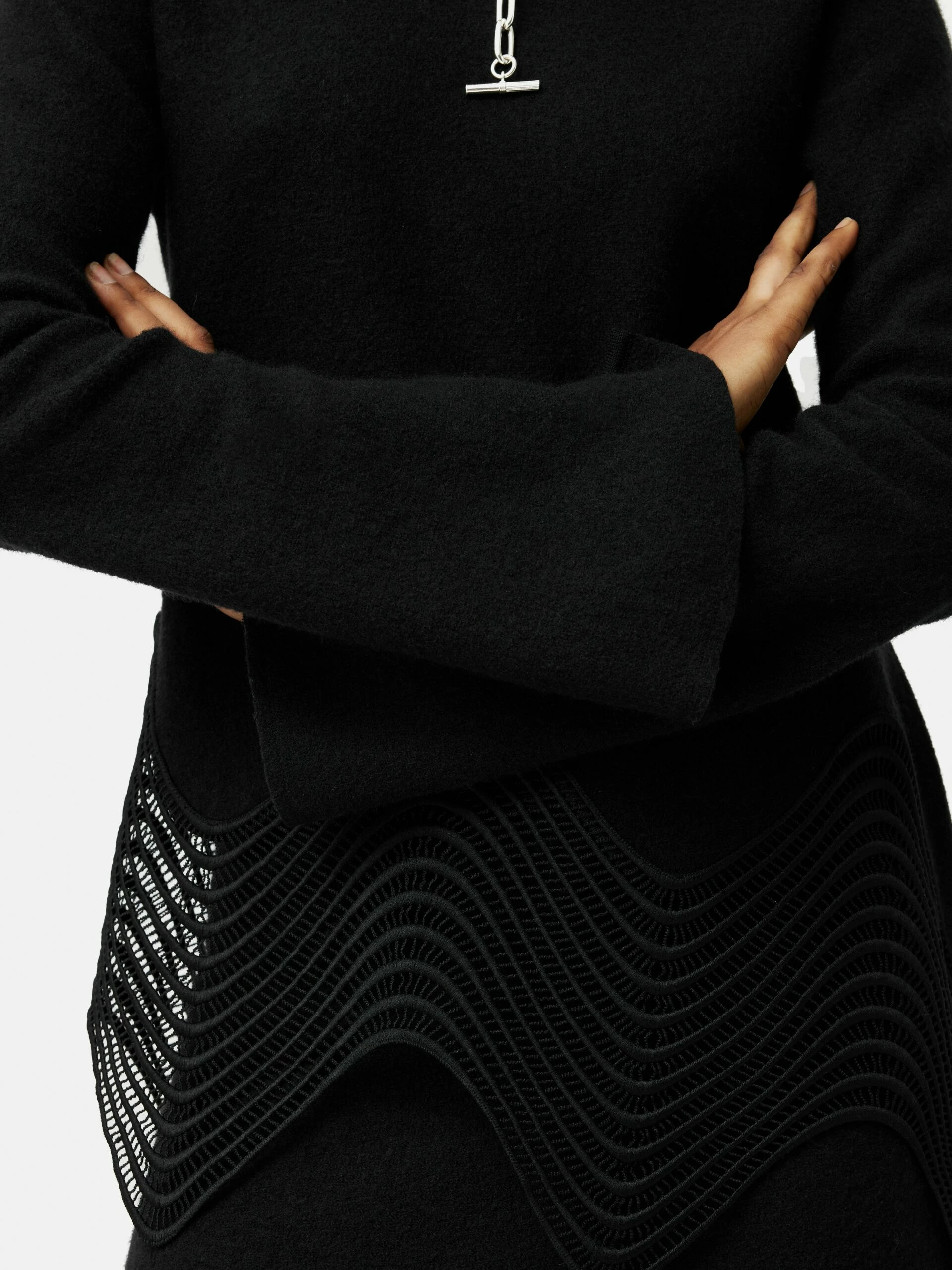 Lace Hem Jumper | Black 2 Lace Hem Jumper | Black - Image 2