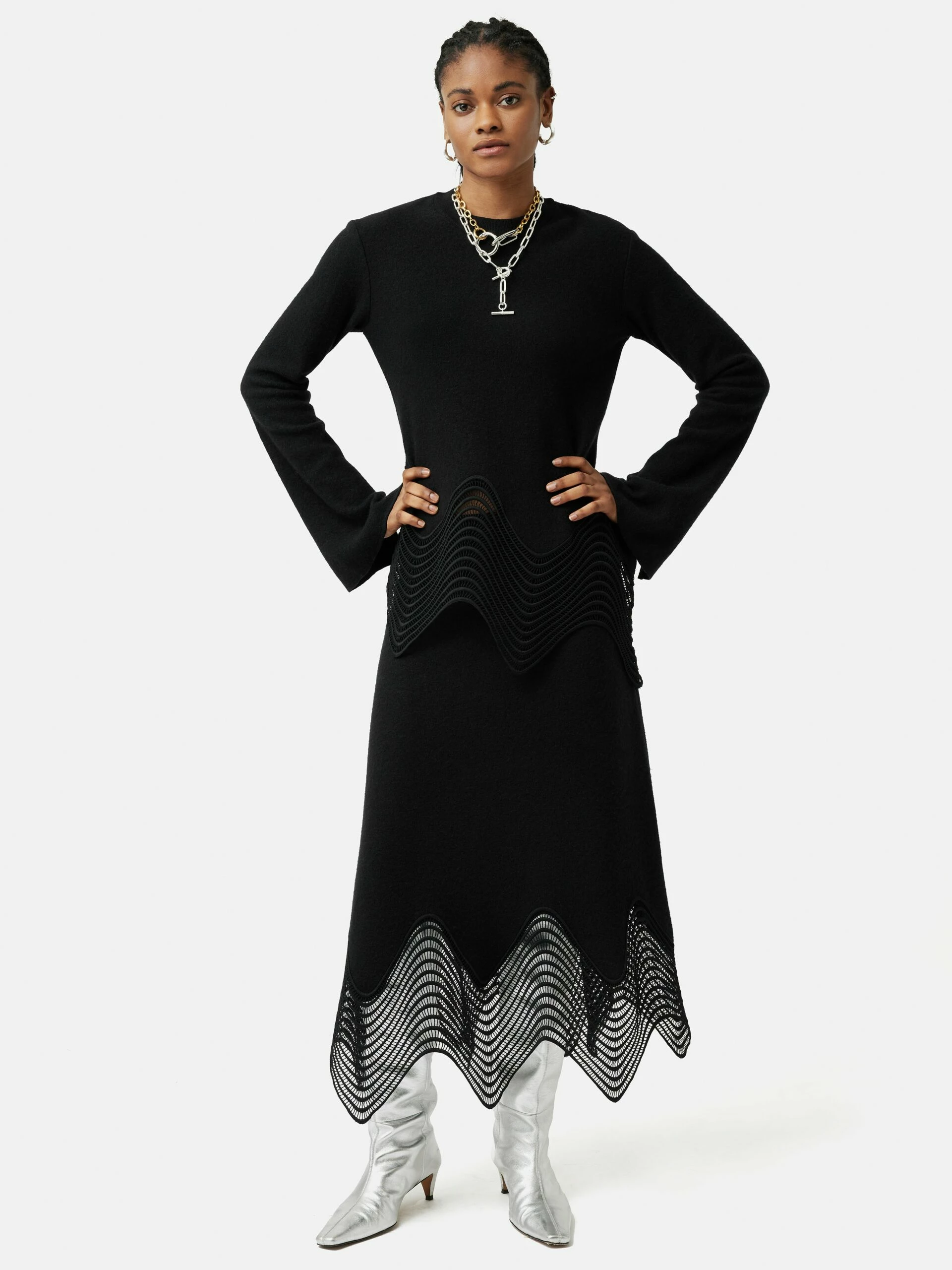 Lace Hem Jumper | Black 3 Lace Hem Jumper | Black - Image 3