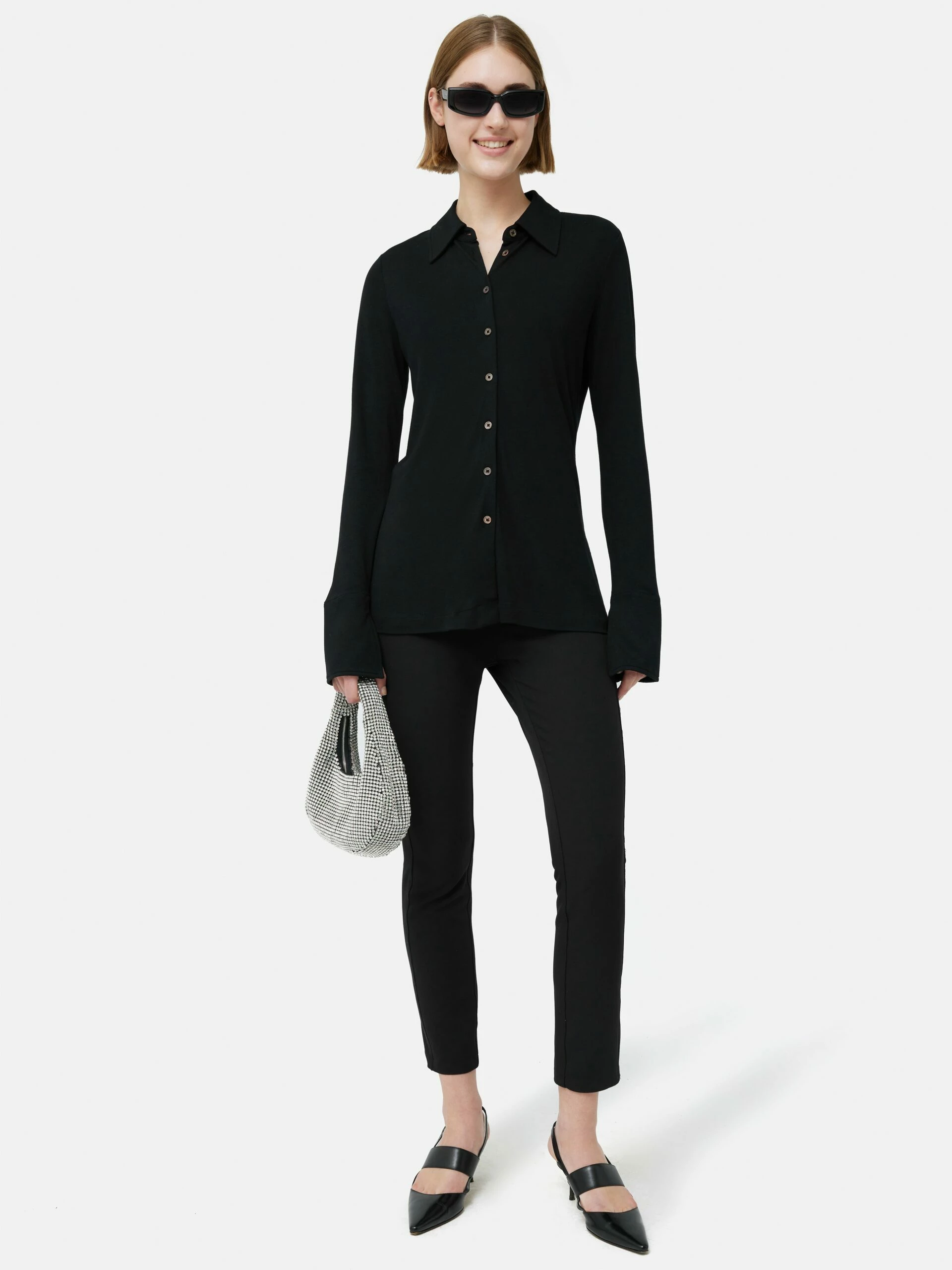 Crepe Jersey Shirt | Black 3 Crepe Jersey Shirt | Black - Image 3