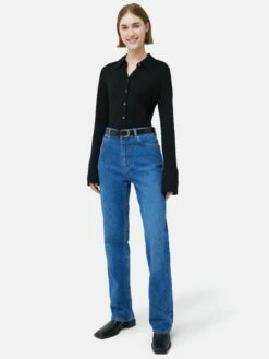 Crepe Jersey Shirt | Black 13 Crepe Jersey Shirt | Black -Jigsaw Shop J47649 BK000 2