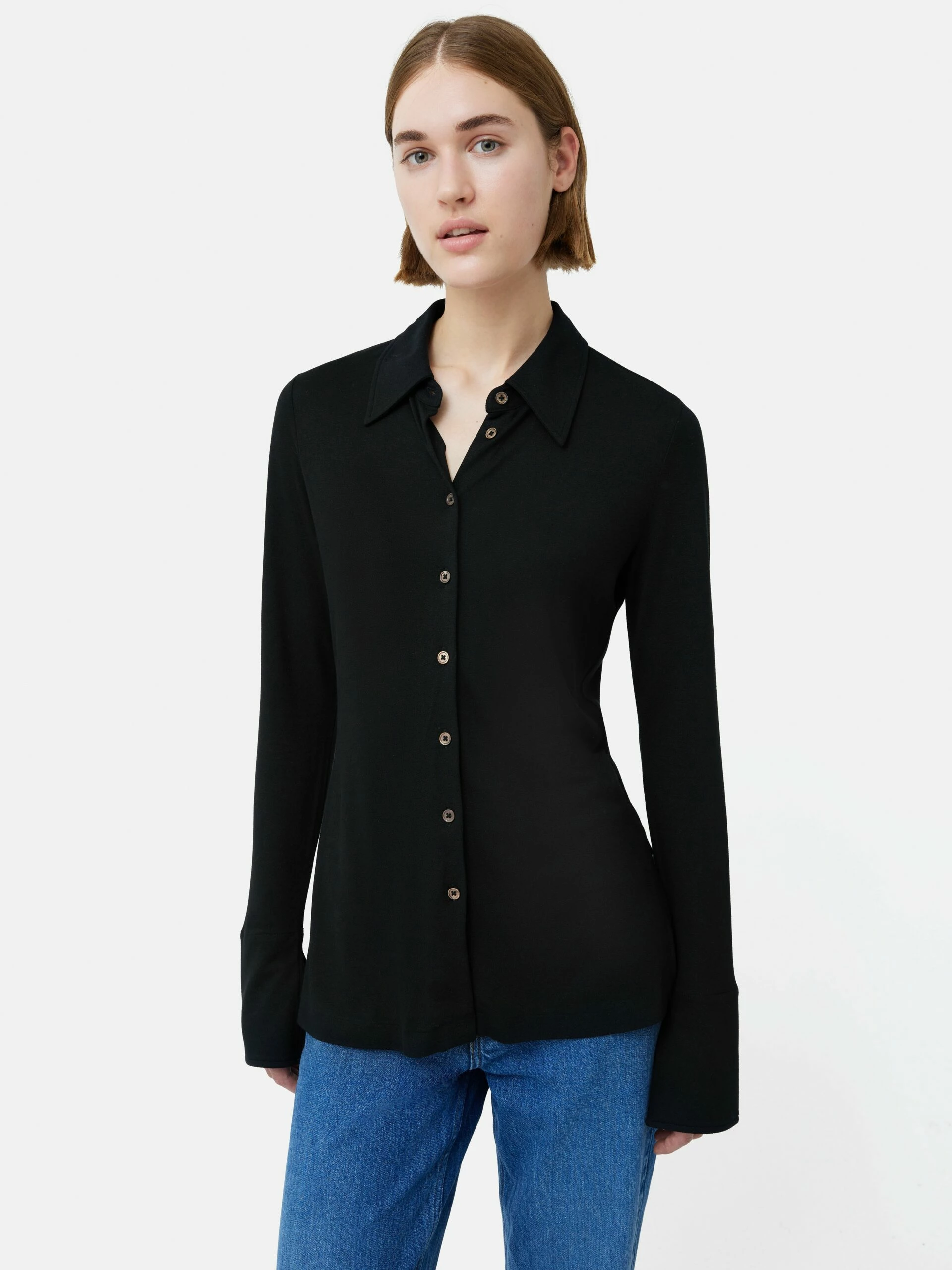 Crepe Jersey Shirt | Black 1 Crepe Jersey Shirt | Black