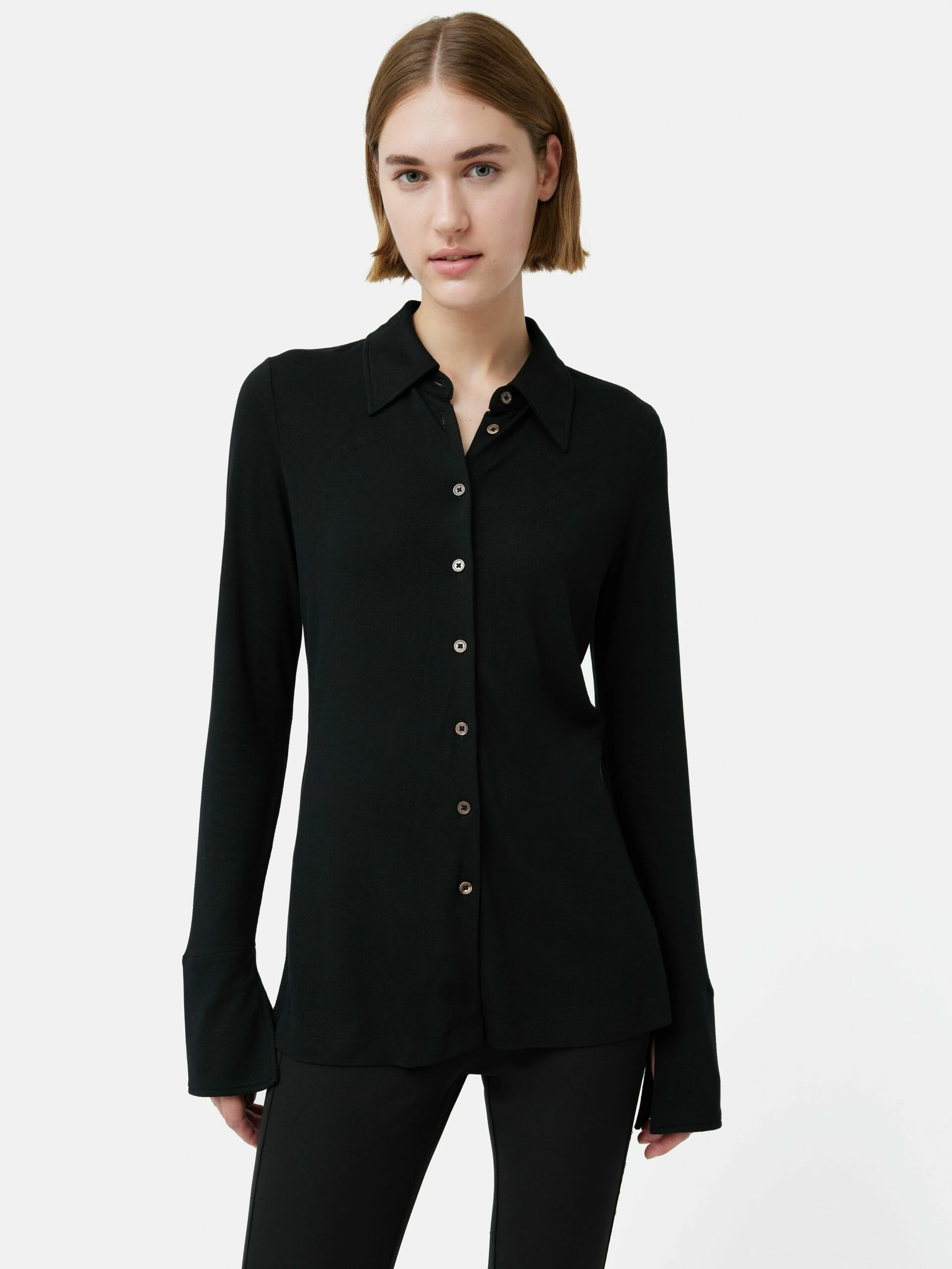 Crepe Jersey Shirt | Black 8 Crepe Jersey Shirt | Black - Image 8