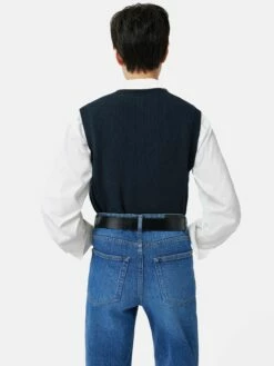 Cotton Blend V Neck Tank | Navy -Jigsaw Shop J47656 BL010 5