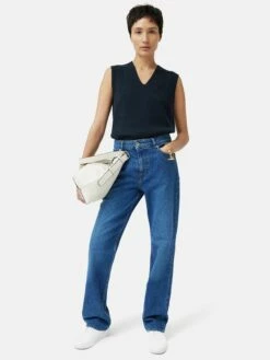 Cotton Blend V Neck Tank | Navy -Jigsaw Shop J47656 BL010 9