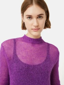Mohair Blend Gauzy Knit Jumper | Pink -Jigsaw Shop J47657 PI000 1