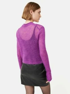Mohair Blend Gauzy Knit Jumper | Pink -Jigsaw Shop J47657 PI000 5