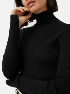 Slash Back Polo Neck Jumper | Black -Jigsaw Shop J47658 BK000 7