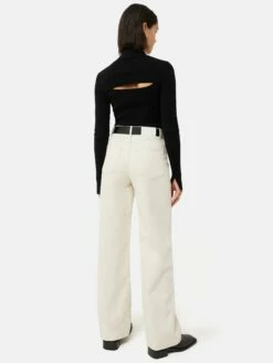 Slash Back Polo Neck Jumper | Black -Jigsaw Shop J47658 BK000 8