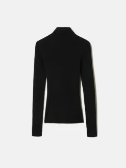 Slash Back Polo Neck Jumper | Black -Jigsaw Shop J47658 BK000 STILL 10