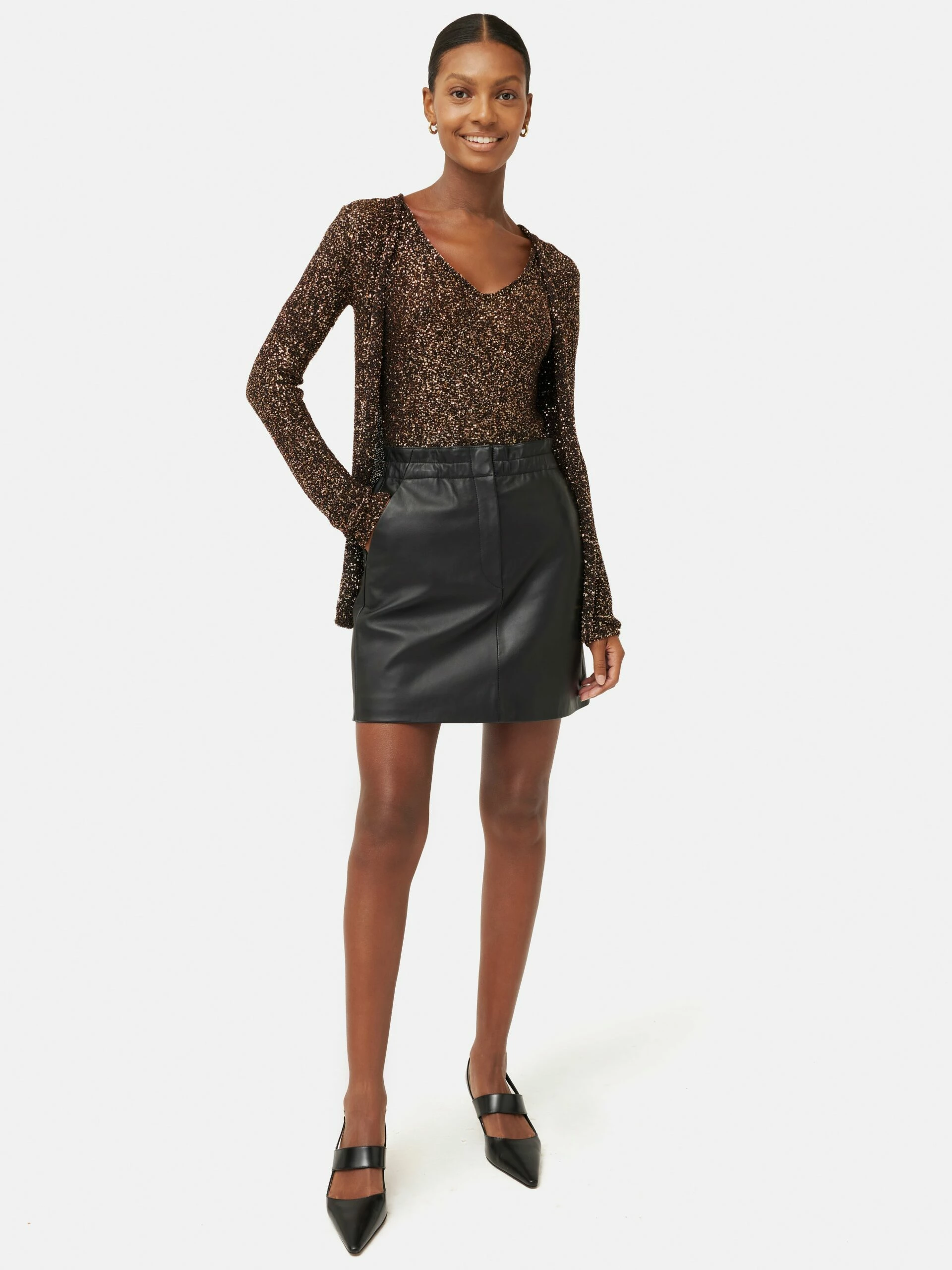 Sequin Knit Vest | Brown 5 Sequin Knit Vest | Brown - Image 5