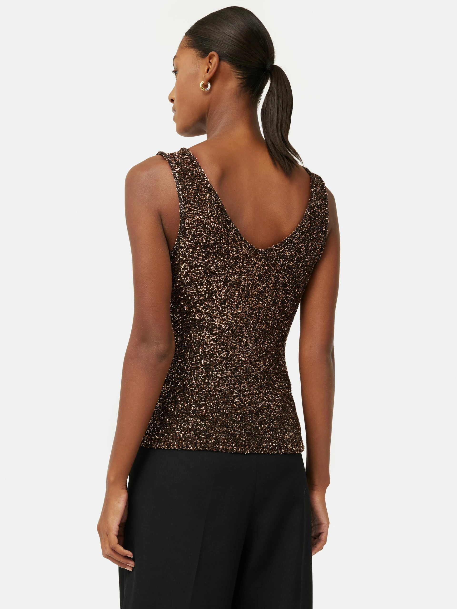 Sequin Knit Vest | Brown 6 Sequin Knit Vest | Brown - Image 6