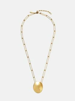 Hammered Disc Pendant | Gold