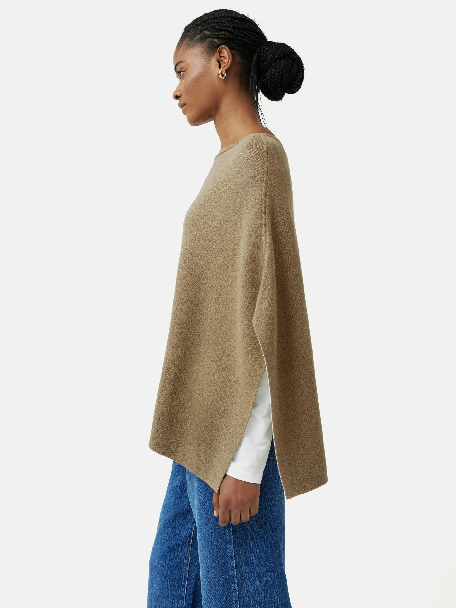 Reversible Cotton Blend Poncho | Camel 6 Reversible Cotton Blend Poncho | Camel - Image 6