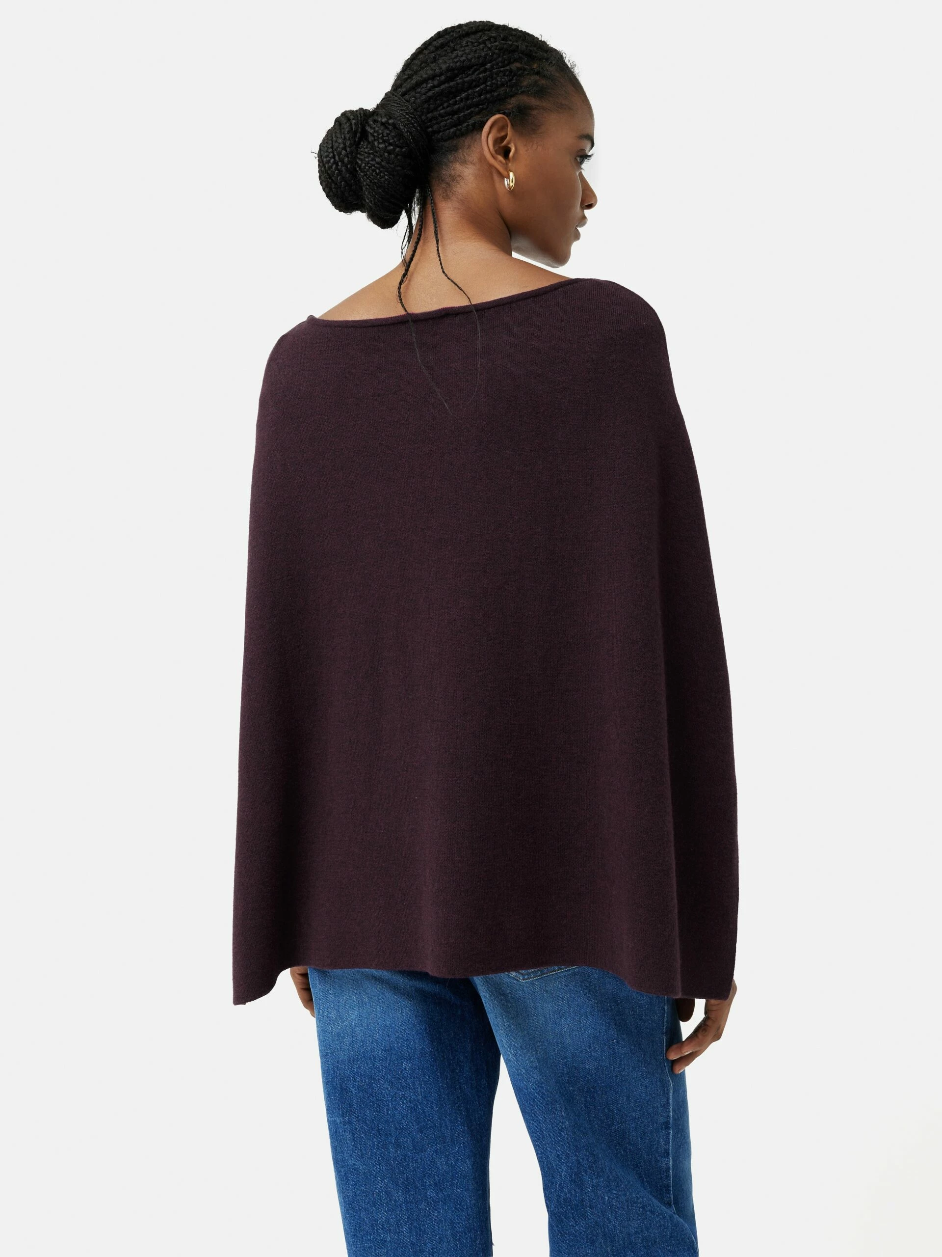 Reversible Cotton Blend Poncho | Burgundy 6 Reversible Cotton Blend Poncho | Burgundy - Image 6