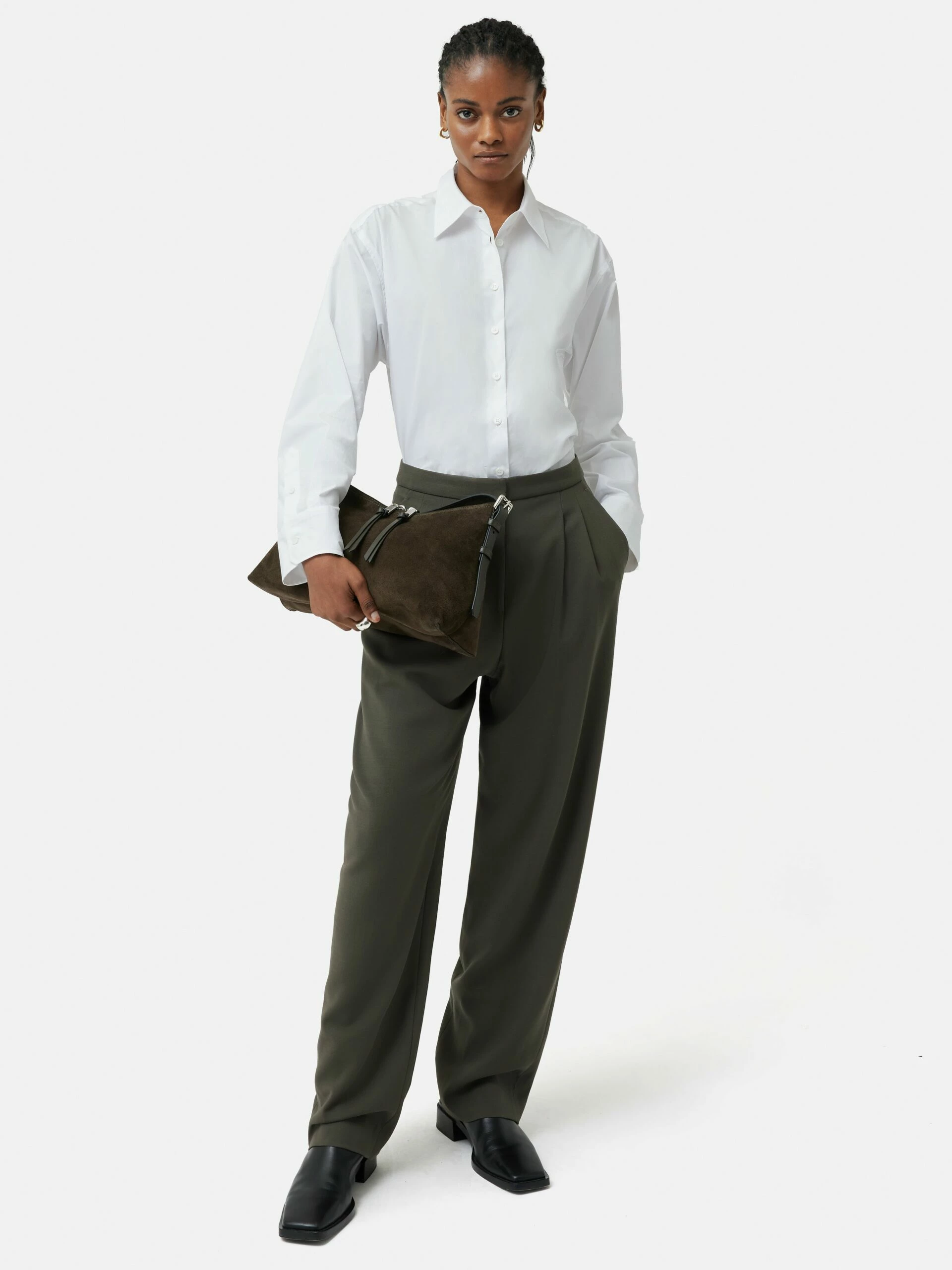 Trafalgar Suede Shoulder Bag | Khaki 2 Trafalgar Suede Shoulder Bag | Khaki - Image 2