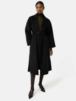 Long Double Faced Wrap Coat | Black 11 Long Double Faced Wrap Coat | Black -Jigsaw Shop J47736 BK000 3