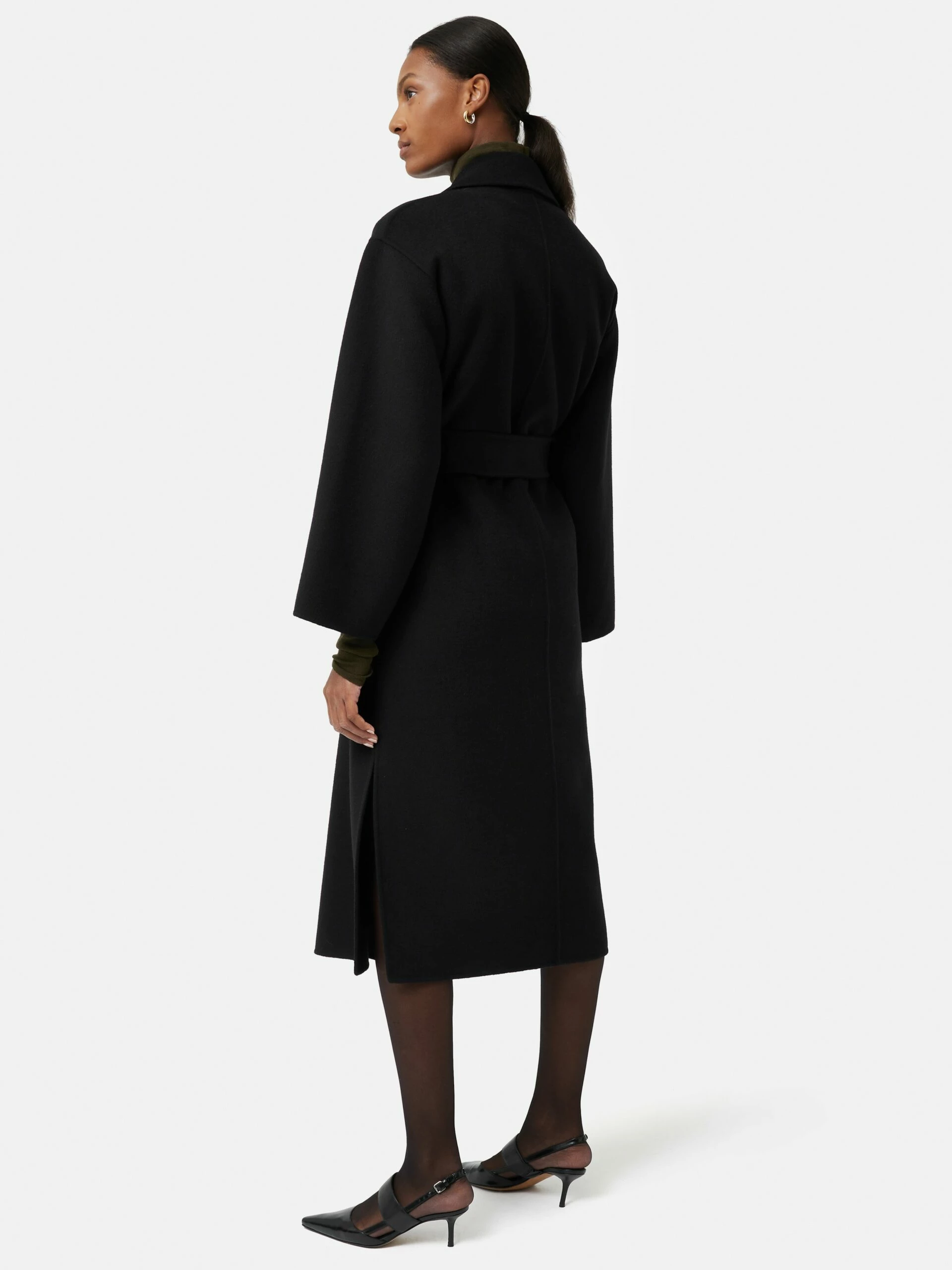 Long Double Faced Wrap Coat | Black 5 Long Double Faced Wrap Coat | Black - Image 5