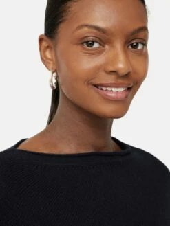 Wool Blend Border Poncho | Navy 9 Wool Blend Border Poncho | Navy -Jigsaw Shop J47753 BL010 1