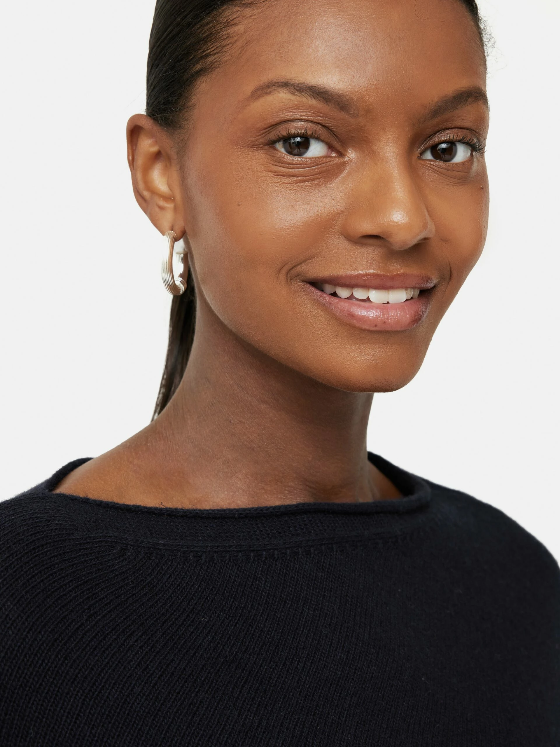 Wool Blend Border Poncho | Navy 3 Wool Blend Border Poncho | Navy - Image 3