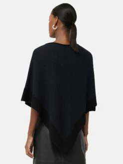 Wool Blend Border Poncho | Navy 10 Wool Blend Border Poncho | Navy -Jigsaw Shop J47753 BL010 5
