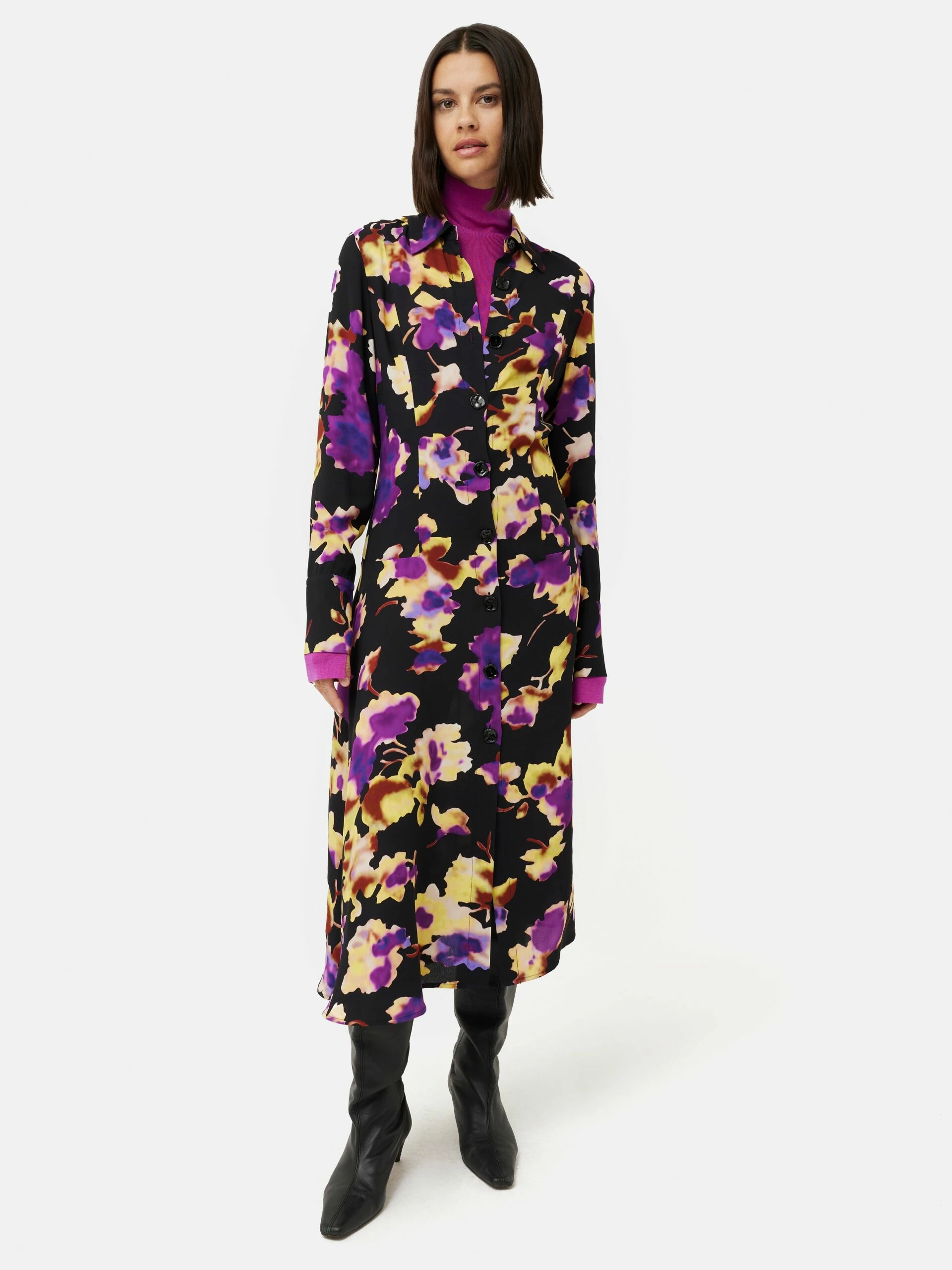 Haze Floral Crepe Dress | Purple 3 Haze Floral Crepe Dress | Purple - Image 3