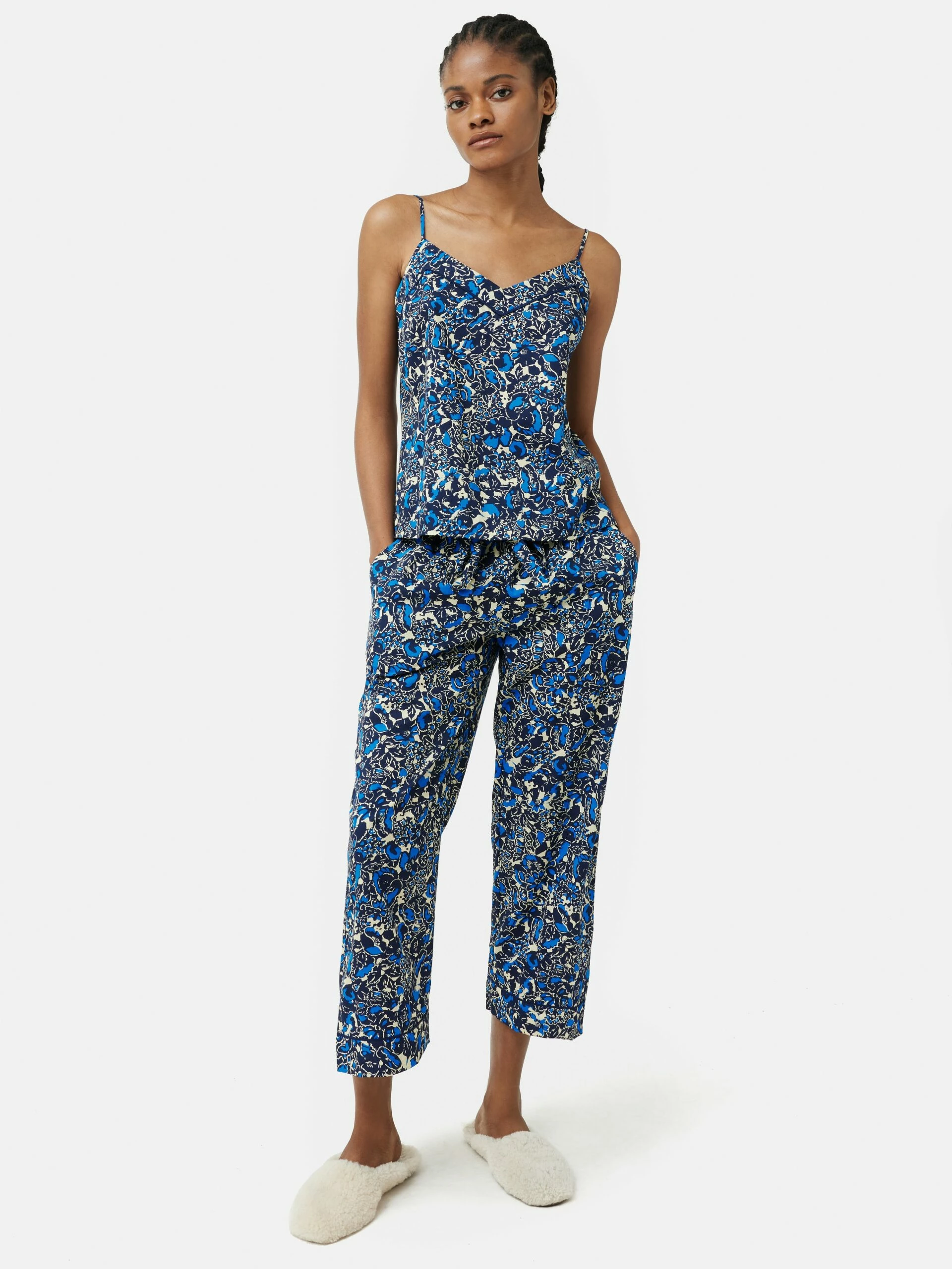 Sketch Floral Cami Cropped Pyjamas | Blue 1 Sketch Floral Cami Cropped Pyjamas | Blue
