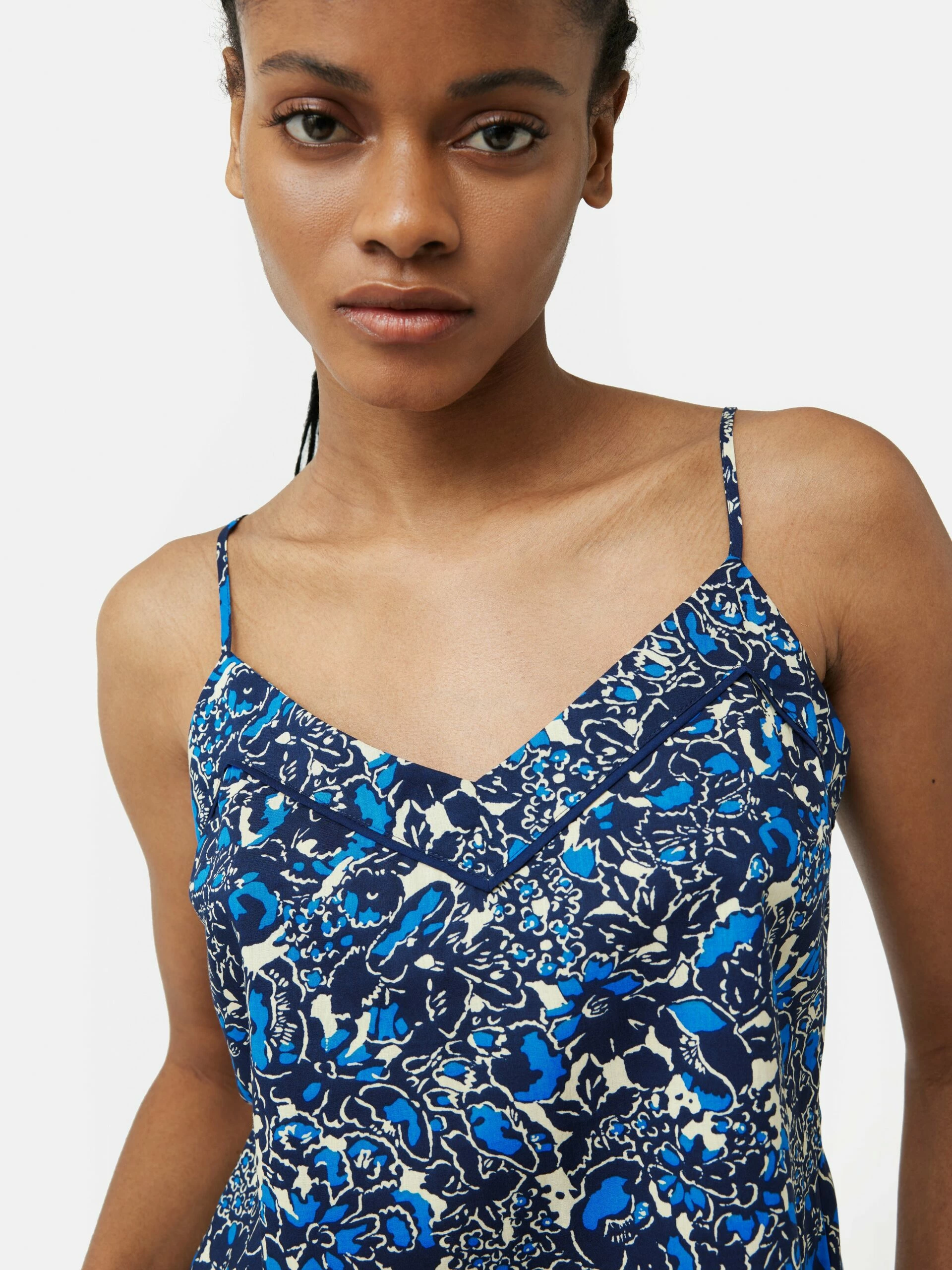 Sketch Floral Cami Cropped Pyjamas | Blue 2 Sketch Floral Cami Cropped Pyjamas | Blue - Image 2