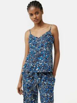 Sketch Floral Cami Cropped Pyjamas | Blue 10 Sketch Floral Cami Cropped Pyjamas | Blue -Jigsaw Shop J47859 BL000 3