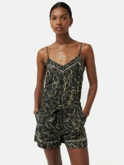 Floral Outline Cami & Shorts | Black -Jigsaw Shop J47865 BK000 2