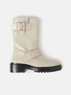 Box Leather Biker Boot | Cream 13 Box Leather Biker Boot | Cream -Jigsaw Shop J47881 CR000 STILL 4