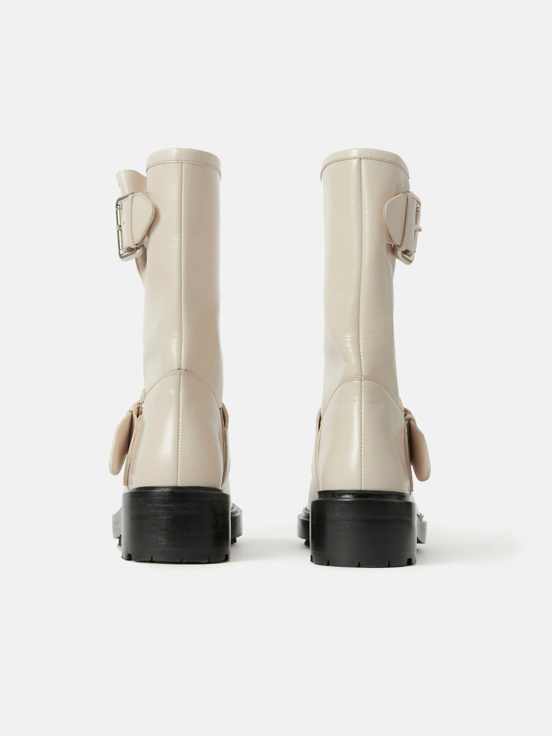 Box Leather Biker Boot | Cream 6 Box Leather Biker Boot | Cream - Image 6