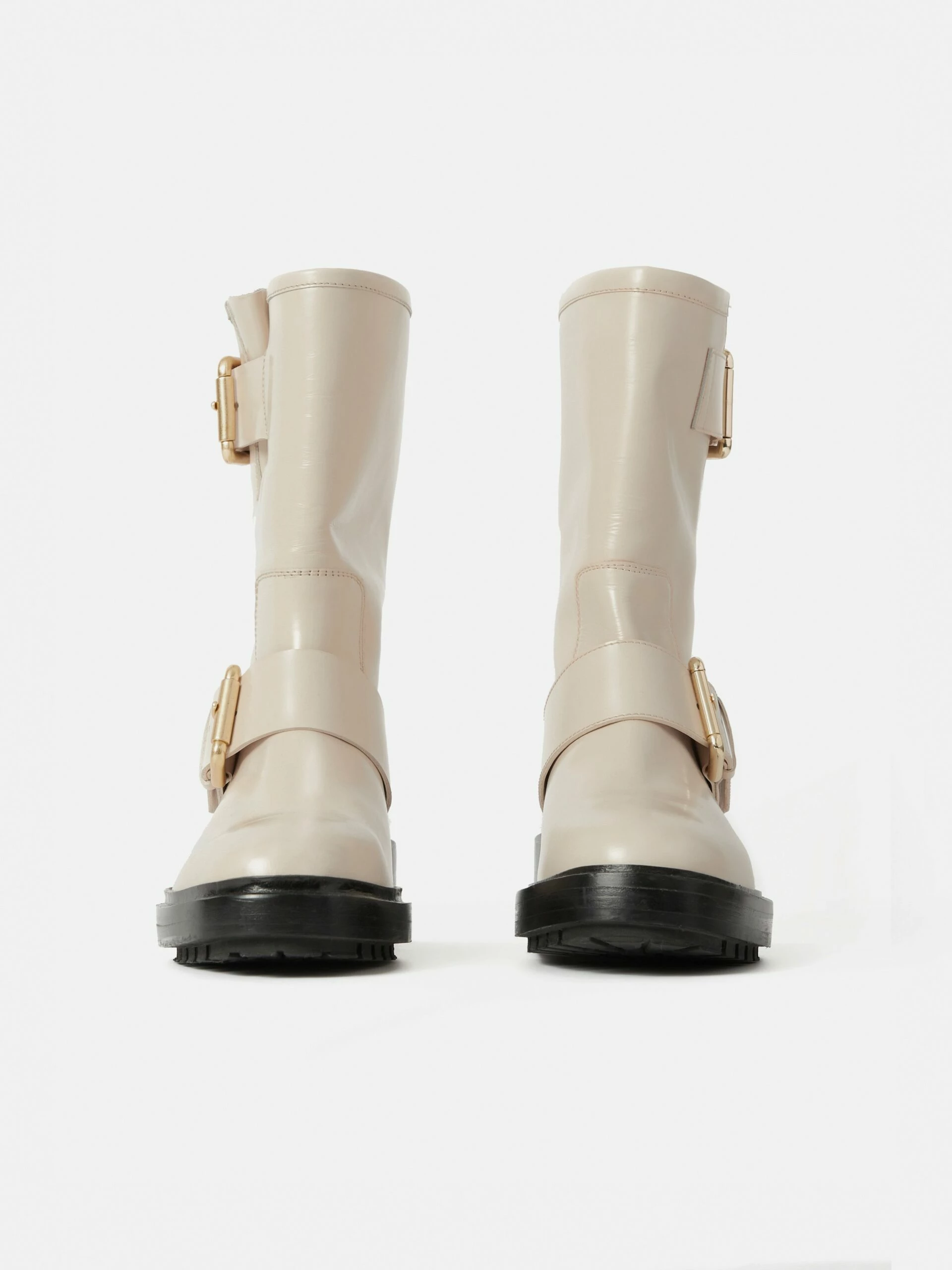 Box Leather Biker Boot | Cream 7 Box Leather Biker Boot | Cream - Image 7