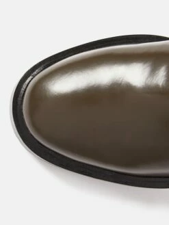 Box Leather Biker Boot | Khaki -Jigsaw Shop J47881 GN020 STILL 1