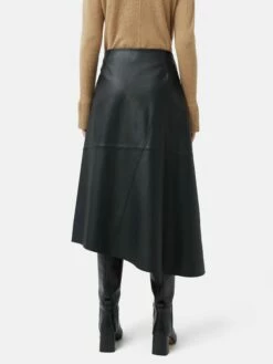 Leather Midi Asymmetric Skirt | Black -Jigsaw Shop J47926 BK000 5