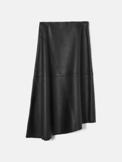 Leather Midi Asymmetric Skirt | Black -Jigsaw Shop J47926 BK000 STILL 10