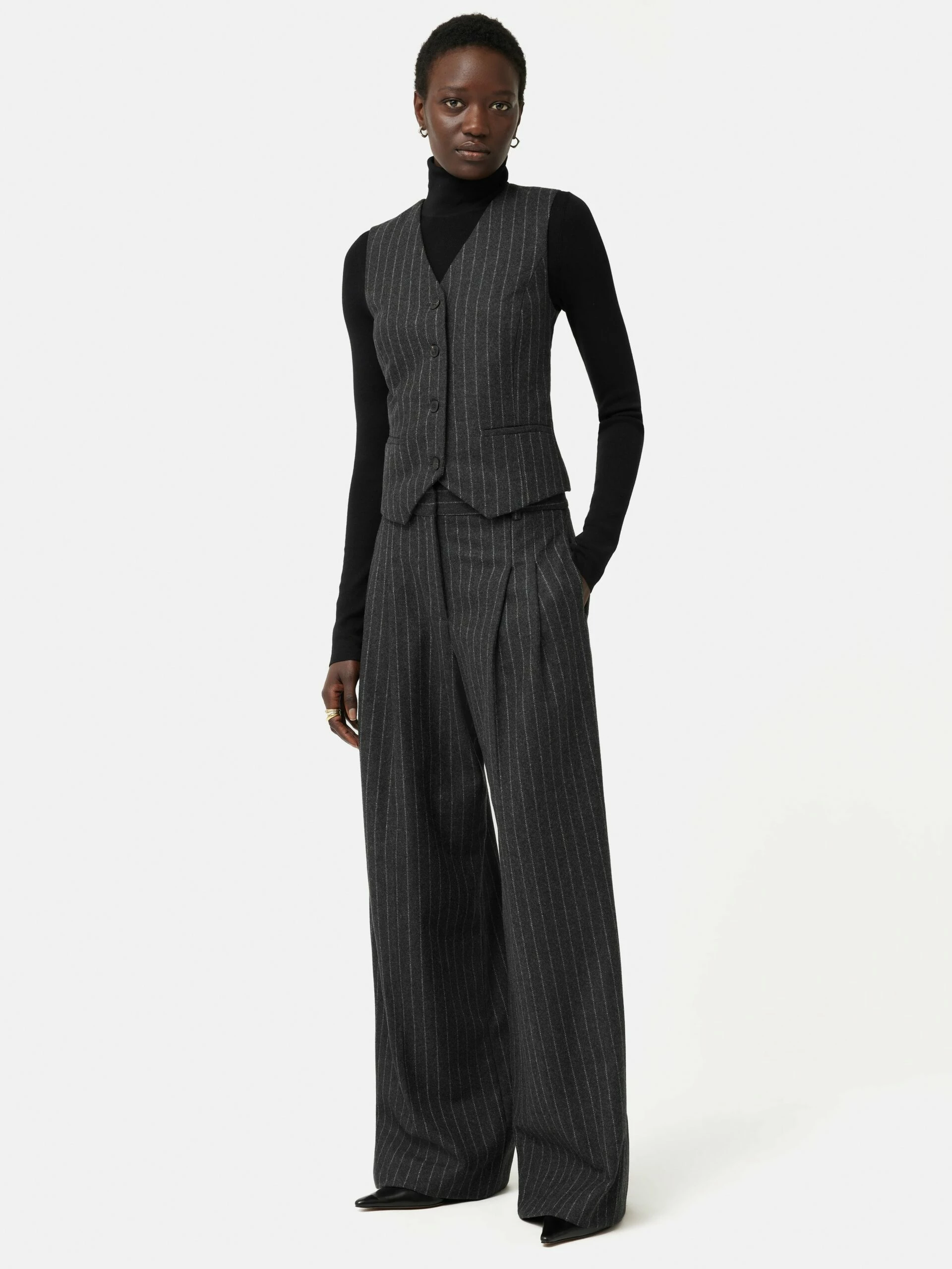 Italian Wool Kemp Pinstripe Trouser | Grey 5 Italian Wool Kemp Pinstripe Trouser | Grey - Image 5