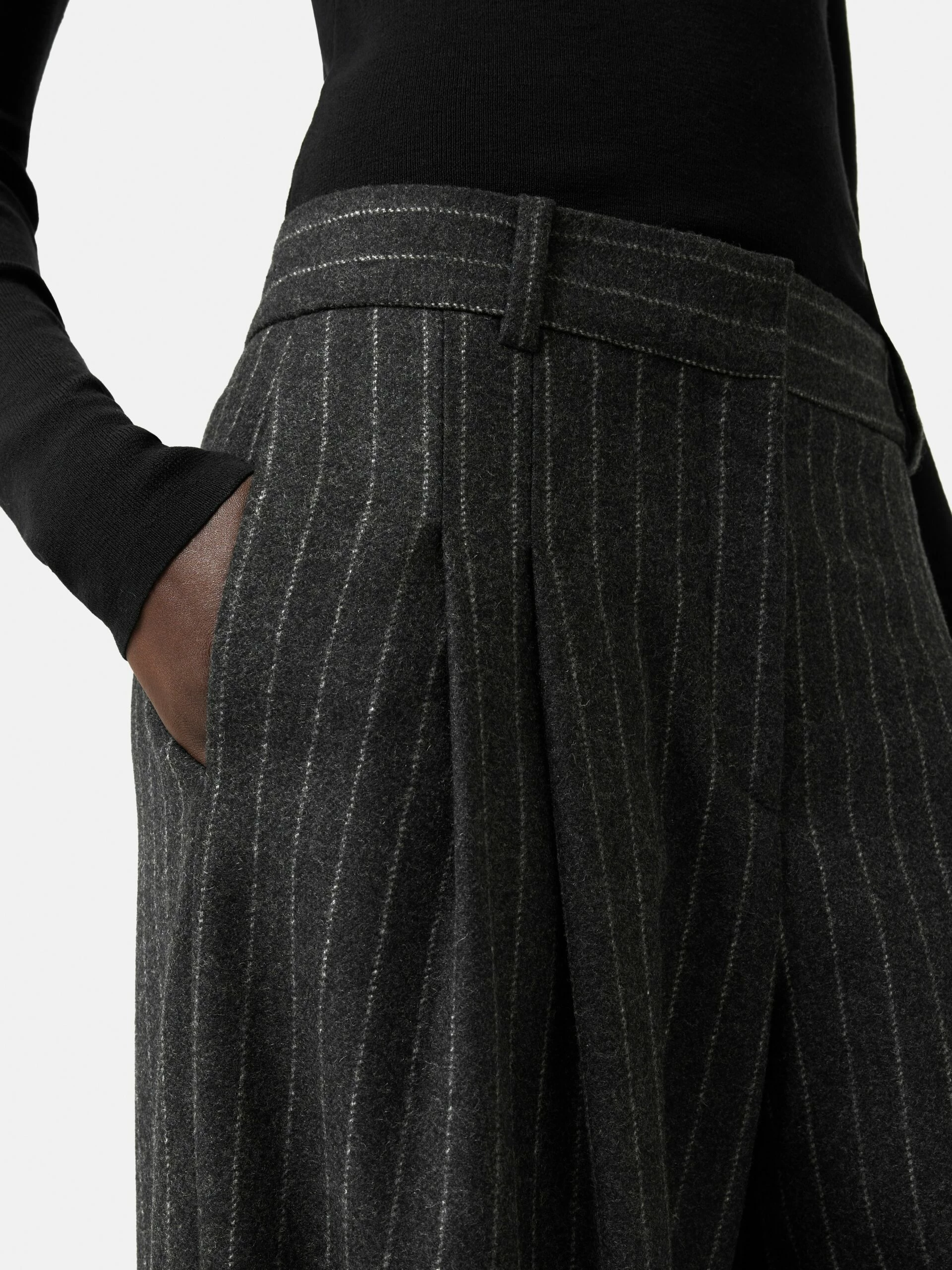 Italian Wool Kemp Pinstripe Trouser | Grey 2 Italian Wool Kemp Pinstripe Trouser | Grey - Image 2