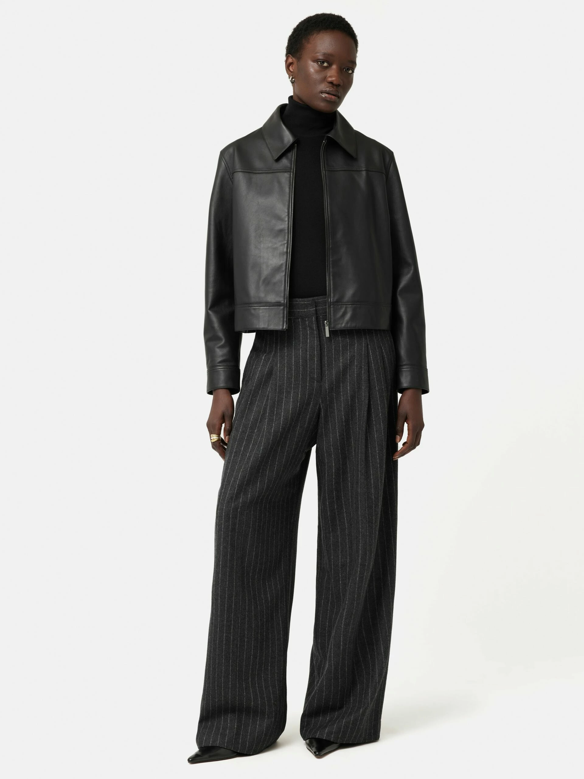 Italian Wool Kemp Pinstripe Trouser | Grey 3 Italian Wool Kemp Pinstripe Trouser | Grey - Image 3