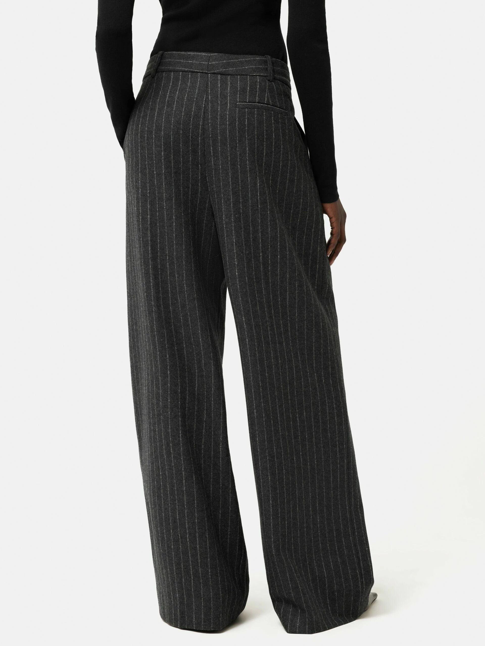 Italian Wool Kemp Pinstripe Trouser | Grey 4 Italian Wool Kemp Pinstripe Trouser | Grey - Image 4